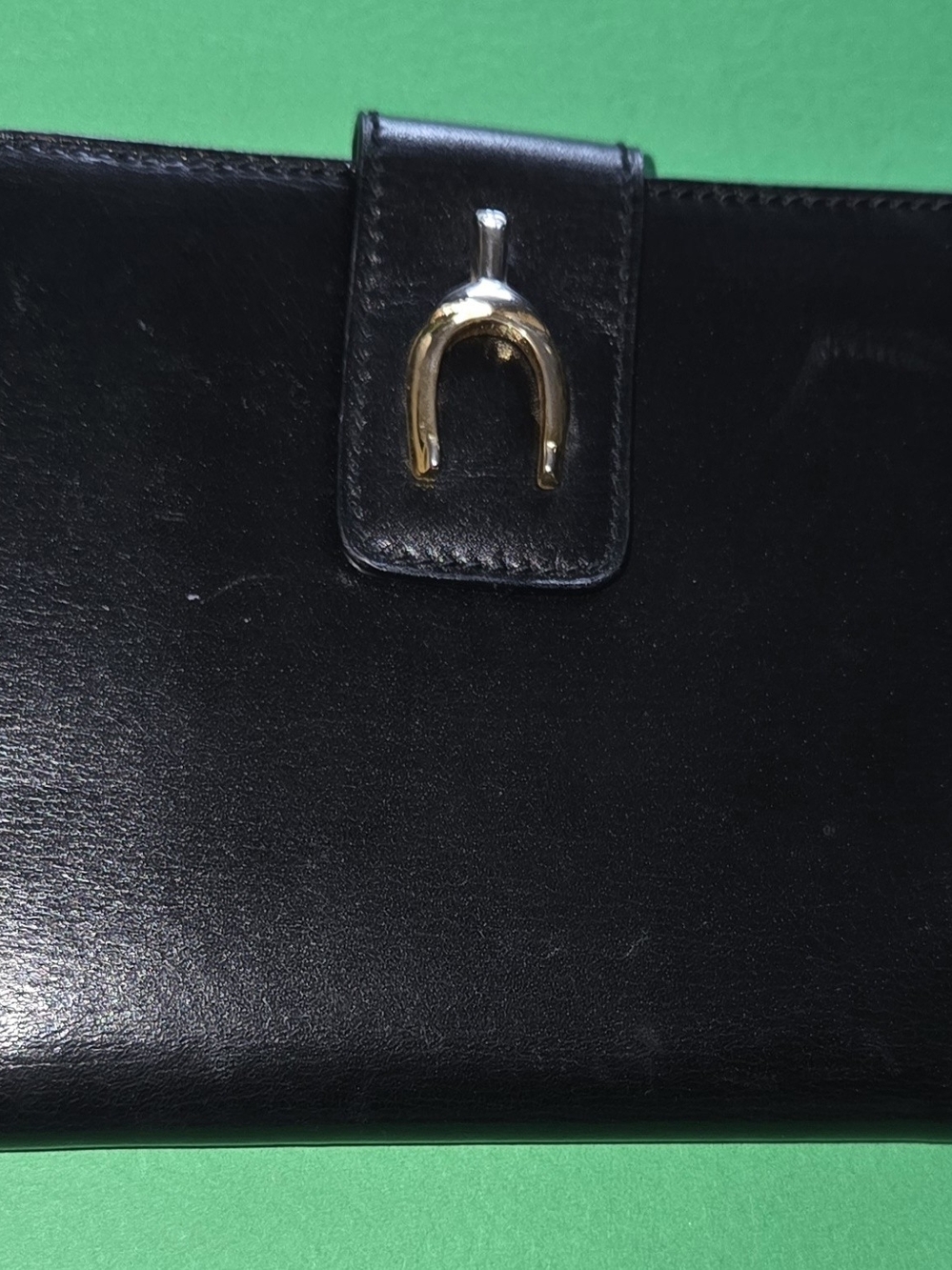 vintage Gucci Black Leather Compact Bifold Wallet